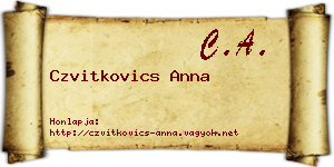 Czvitkovics Anna névjegykártya